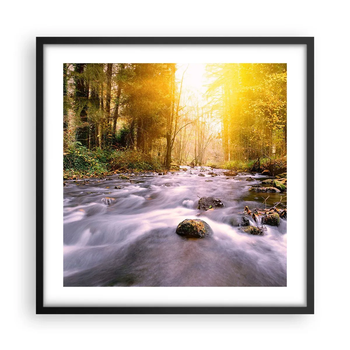 Plakát v černém rámu - Malachit ve stříbrně-zlaté podobě - 50x50 cm