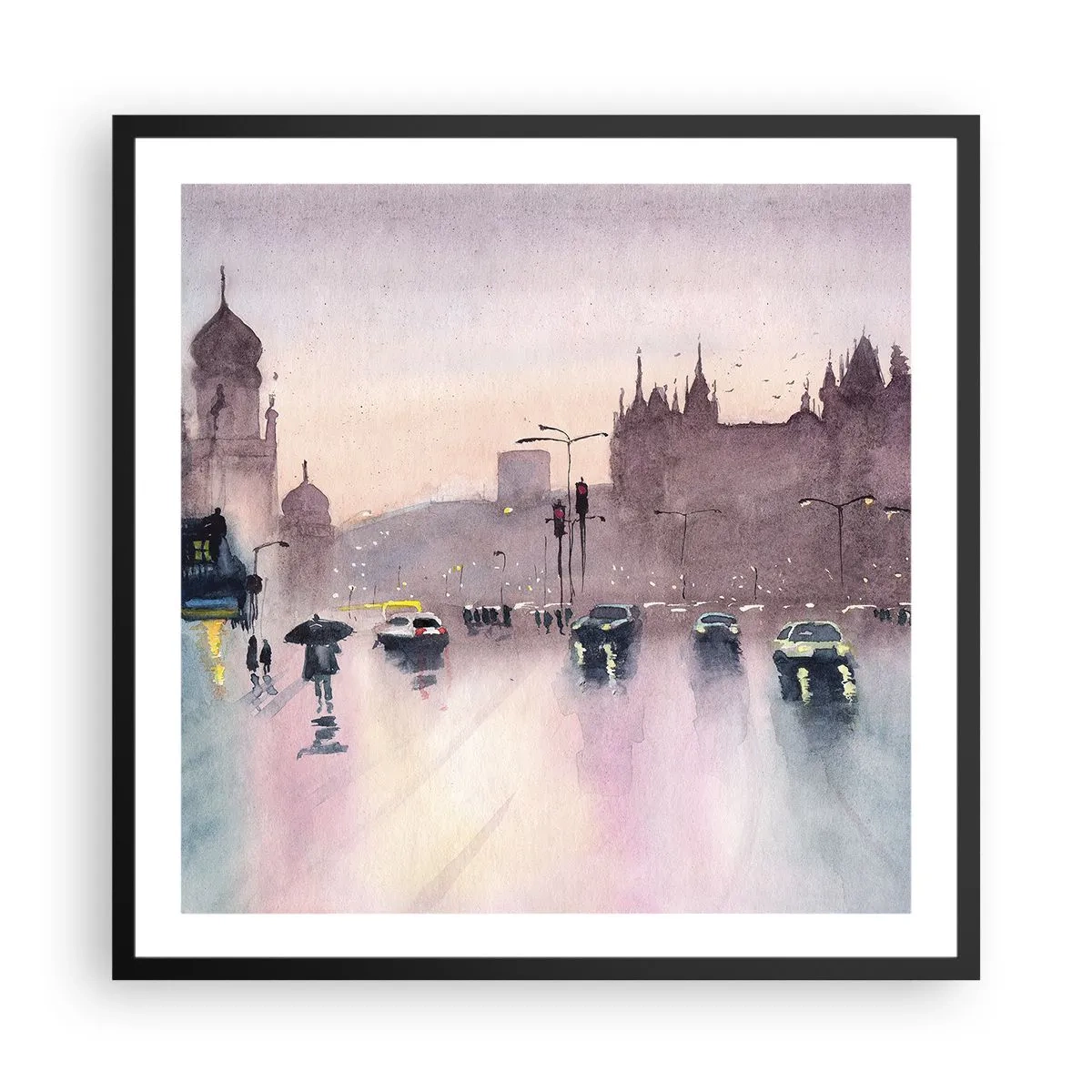 Plakát v černém rámu - V deštivém oparu - 60x60 cm