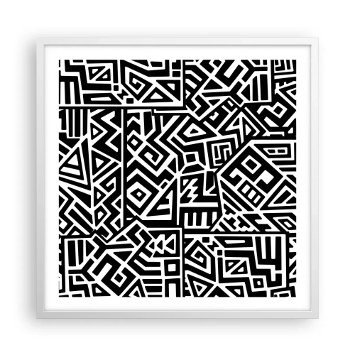 Plakát v bílém rámu - Předkolumbovská kompozice - 60x60 cm