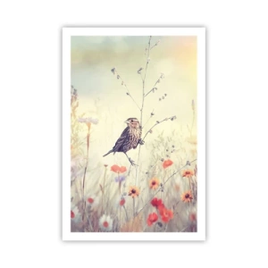 Plakát - Portrét ptáka s loukou v pozadí - 61x91 cm