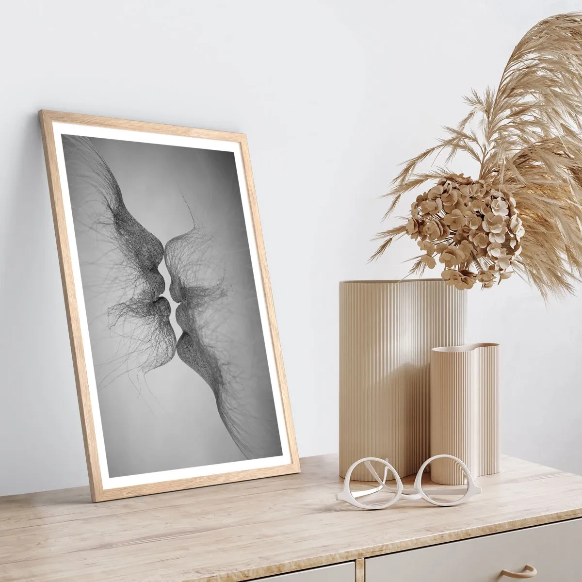 Plakát v rámu světlý dub - Polibek větru - 40x50 cm