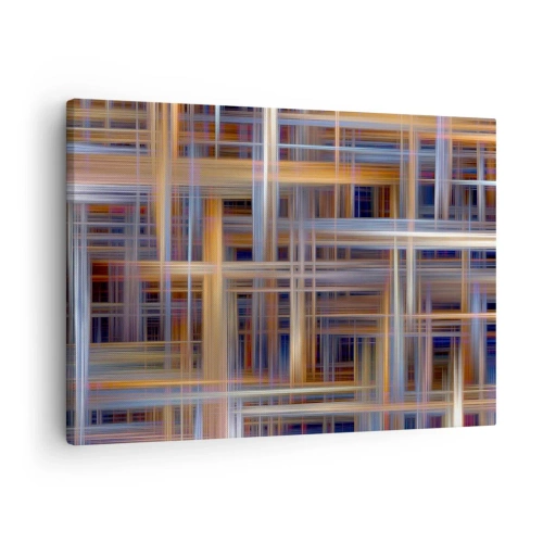 Obraz na plátně - Abstraktní geometrické vzory v pastelových barvách - 70x50cm - Utkané ze světla - Moderní nástěnná dekorace do obývacího pokoje a ložnice ARTTOR