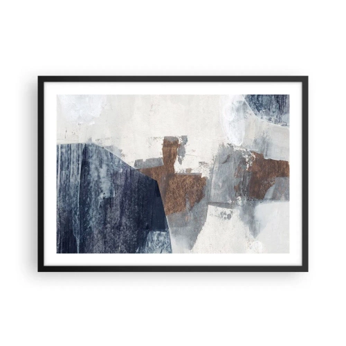 Plakát v černém rámu - Modro-hnědé tvary - 70x50 cm