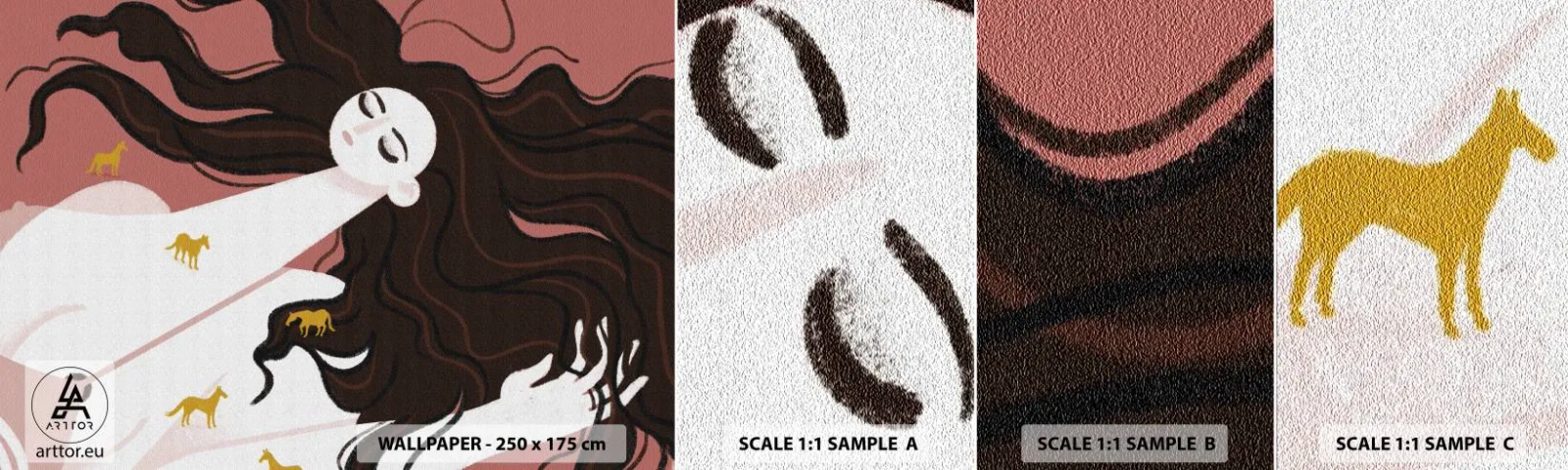 Fototapeta Vzorek Standard Eco - Sen o zlatém koni - Žena, Portrét, Minimalismus - 100x30 cm