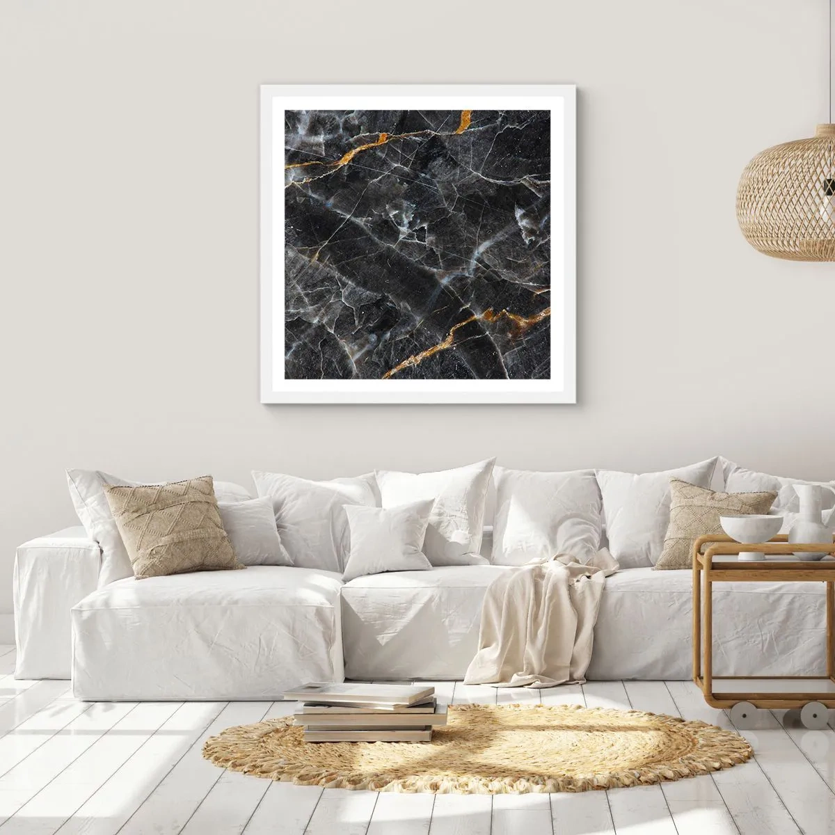 Plakát v bílém rámu - Vnitřní život kamene - 50x50 cm
