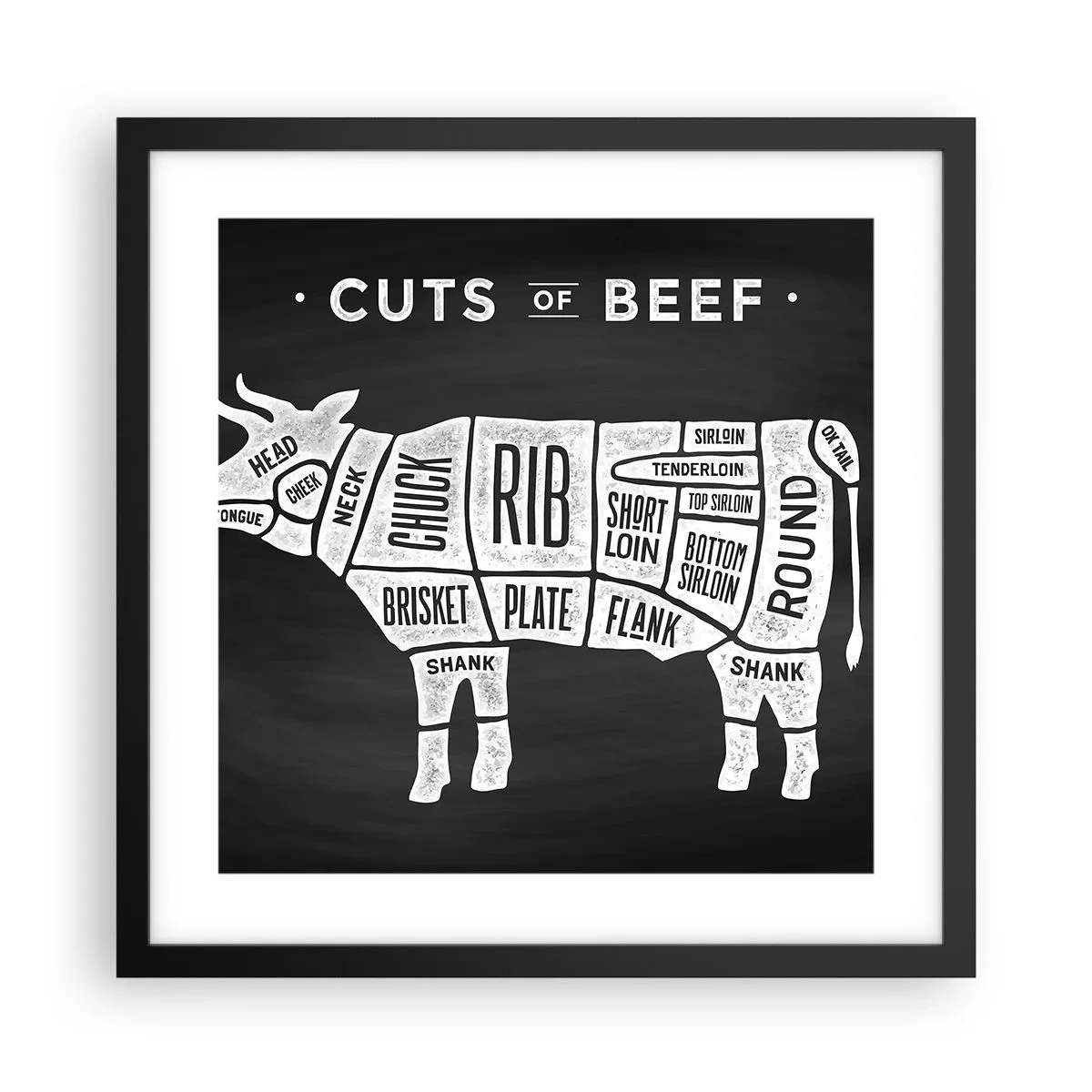 Plakát v černém rámu - Slabikář řezníka - 40x40 cm