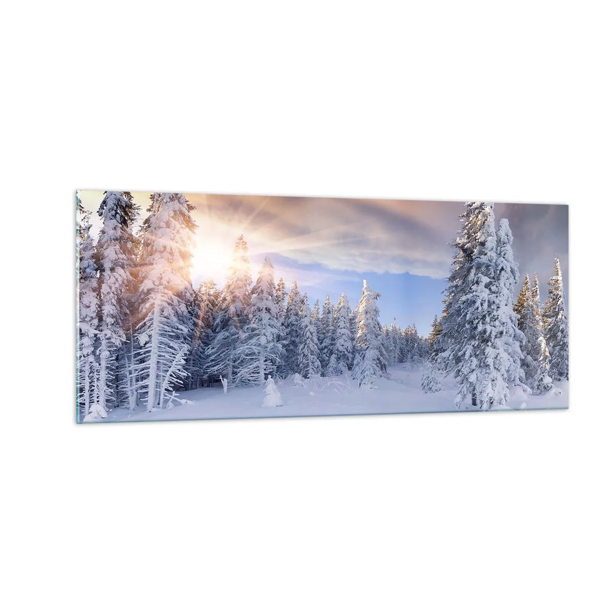 Obraz na skle - Sněžné představení přírody - 100x40 cm