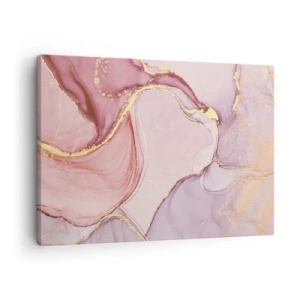 Obraz na plátně - Jemné abstraktní vzory v odstínech růžové a zlaté - 70x50cm - Mazlení barev - Moderní nástěnná dekorace do obývacího pokoje a ložnice ARTTOR