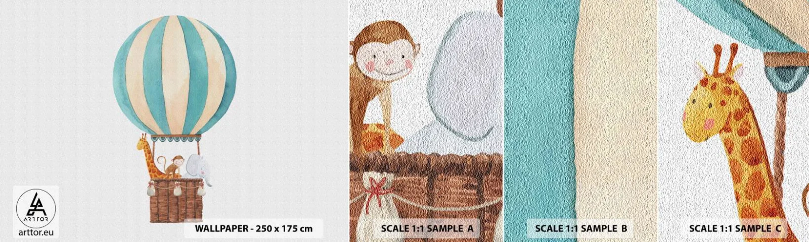 Fototapeta Vzorek Standard Eco - Fantastický výlet - Balón, Pro děti, Vinobraní - 100x30 cm