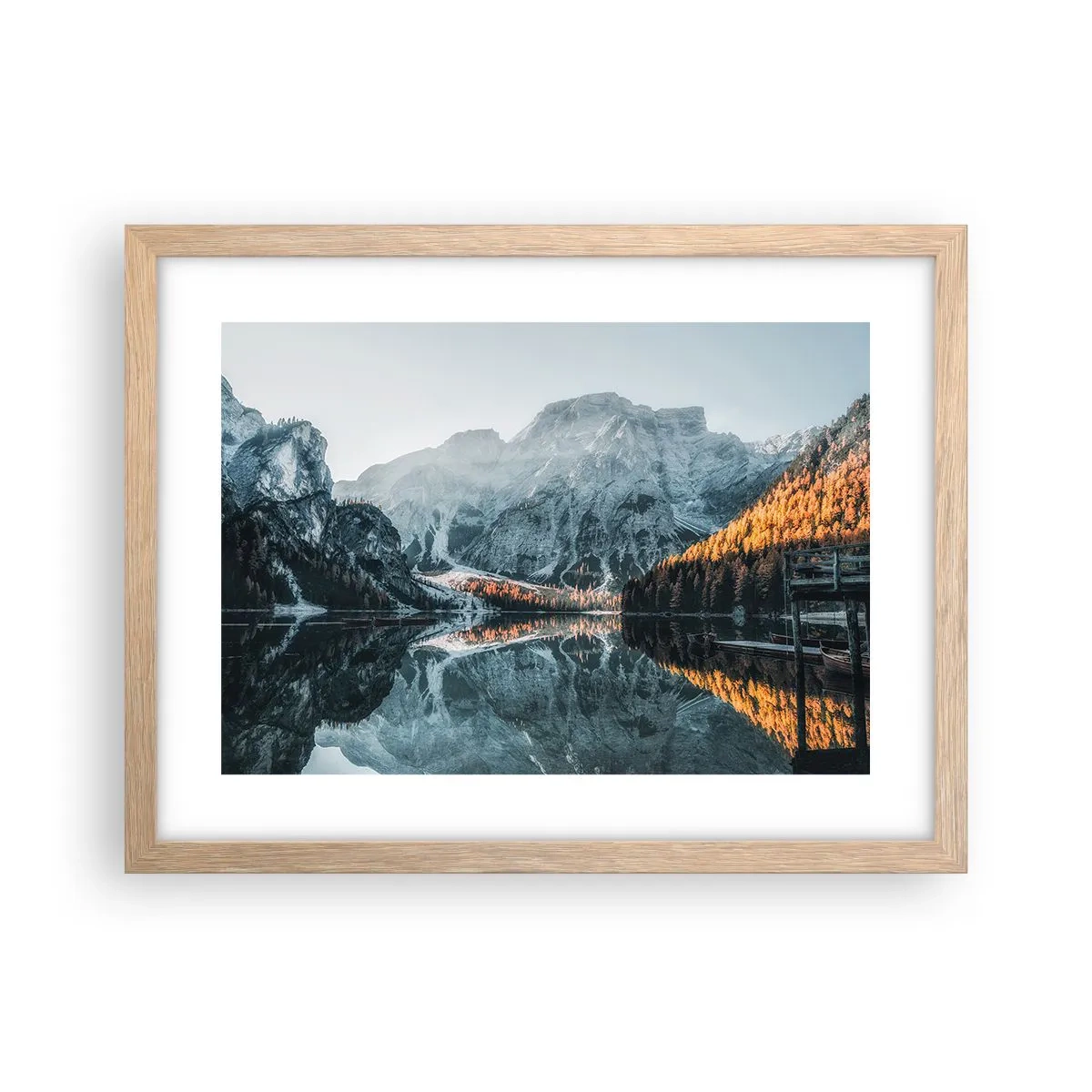 Plakát v rámu světlý dub - Zrcadlová krajina - 40x30 cm