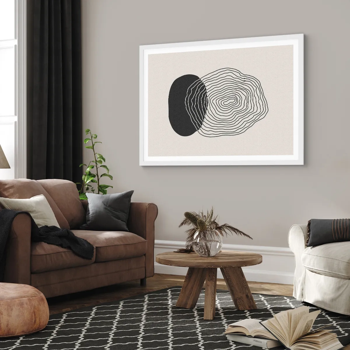 Plakát v bílém rámu - Trvání a kmitání - 91x61 cm