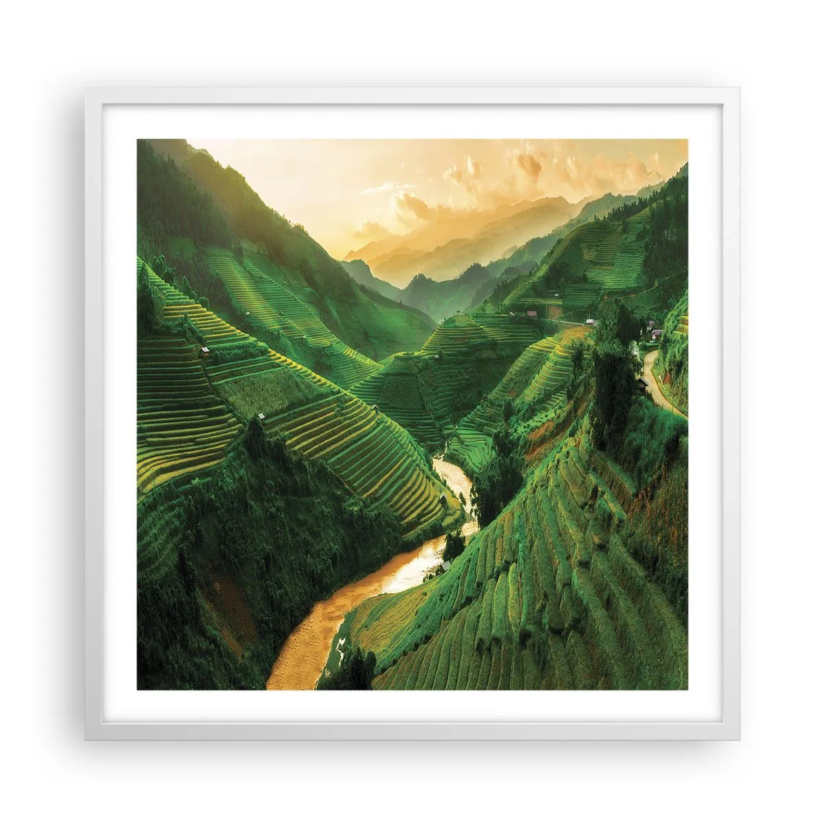 Plakát v bílém rámu - Vietnamské údolí - 60x60 cm