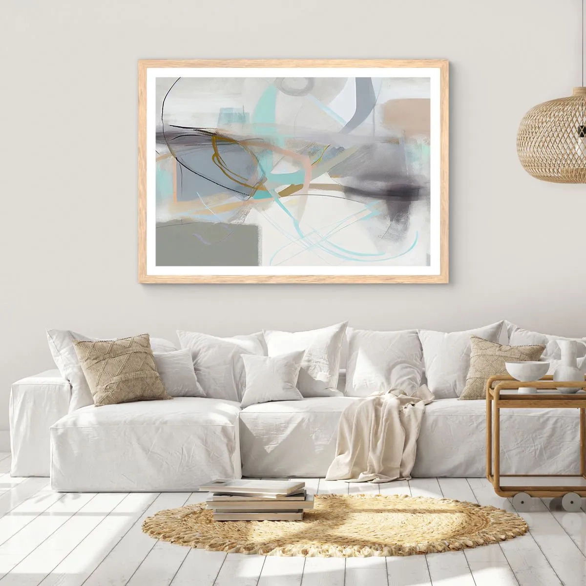 Plakát v rámu světlý dub - Mlhavá abstrakce - 100x70 cm