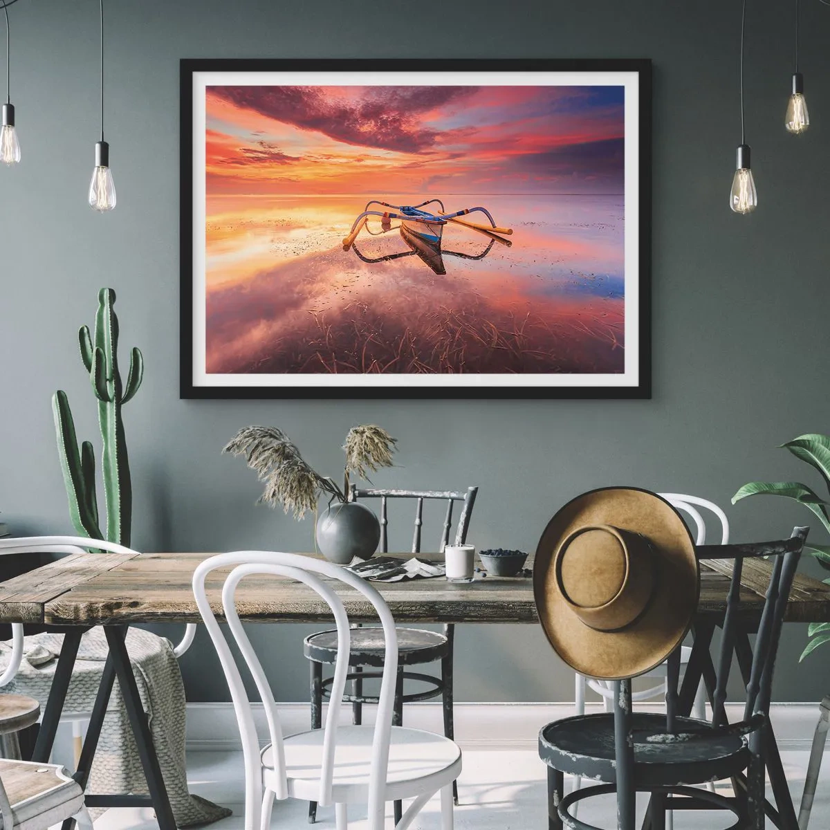 Plakát v černém rámu - Klid tropického večera - 70x50 cm