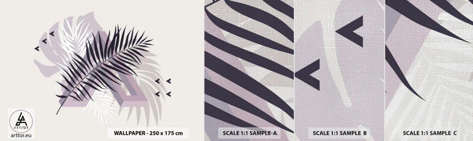 Vzor Fototapety Premium Canvas - Stín stínu - Grafika, Palmový list, Kus - 100x30 cm