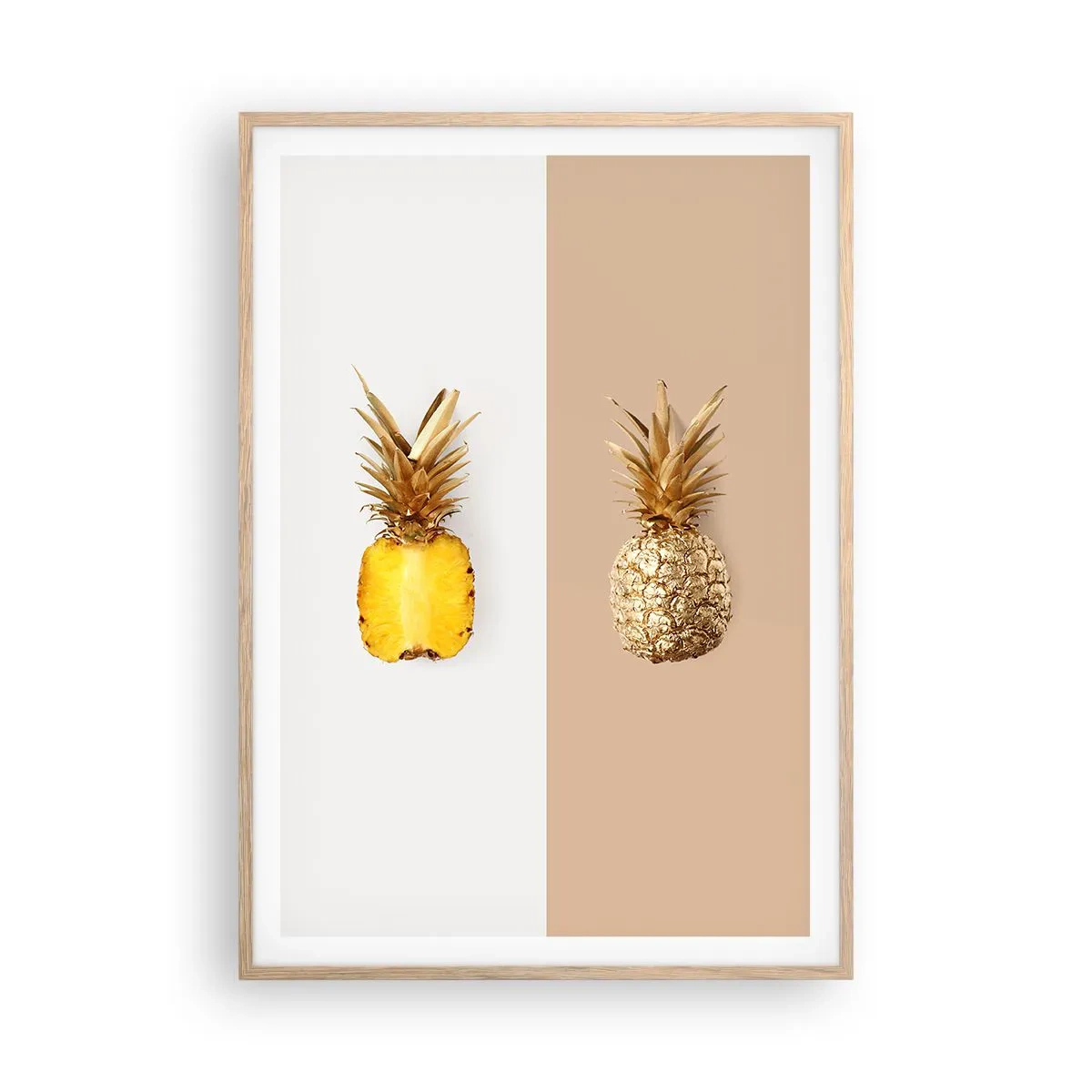 Plakát v rámu světlý dub - Ananas pro nás - 70x100 cm