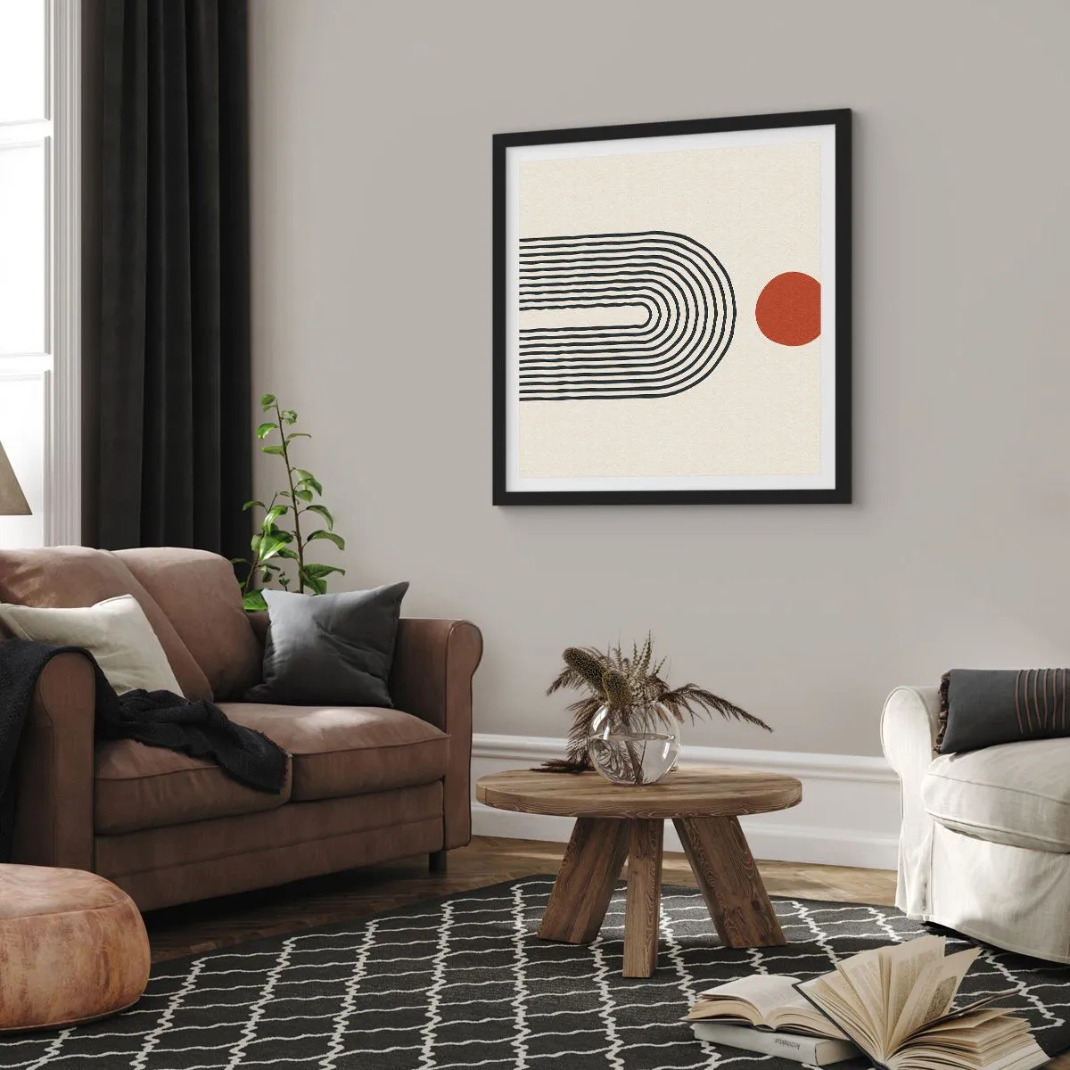 Plakát v černém rámu - Magnetismus tvarů a barev - 40x40 cm