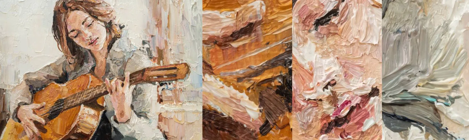 Vzor Fototapety Samolepicí Deluxe Sticker - Koncert pro kytaru a dívčí srdce - Kytara, Hudba, Dívka - 100x30 cm