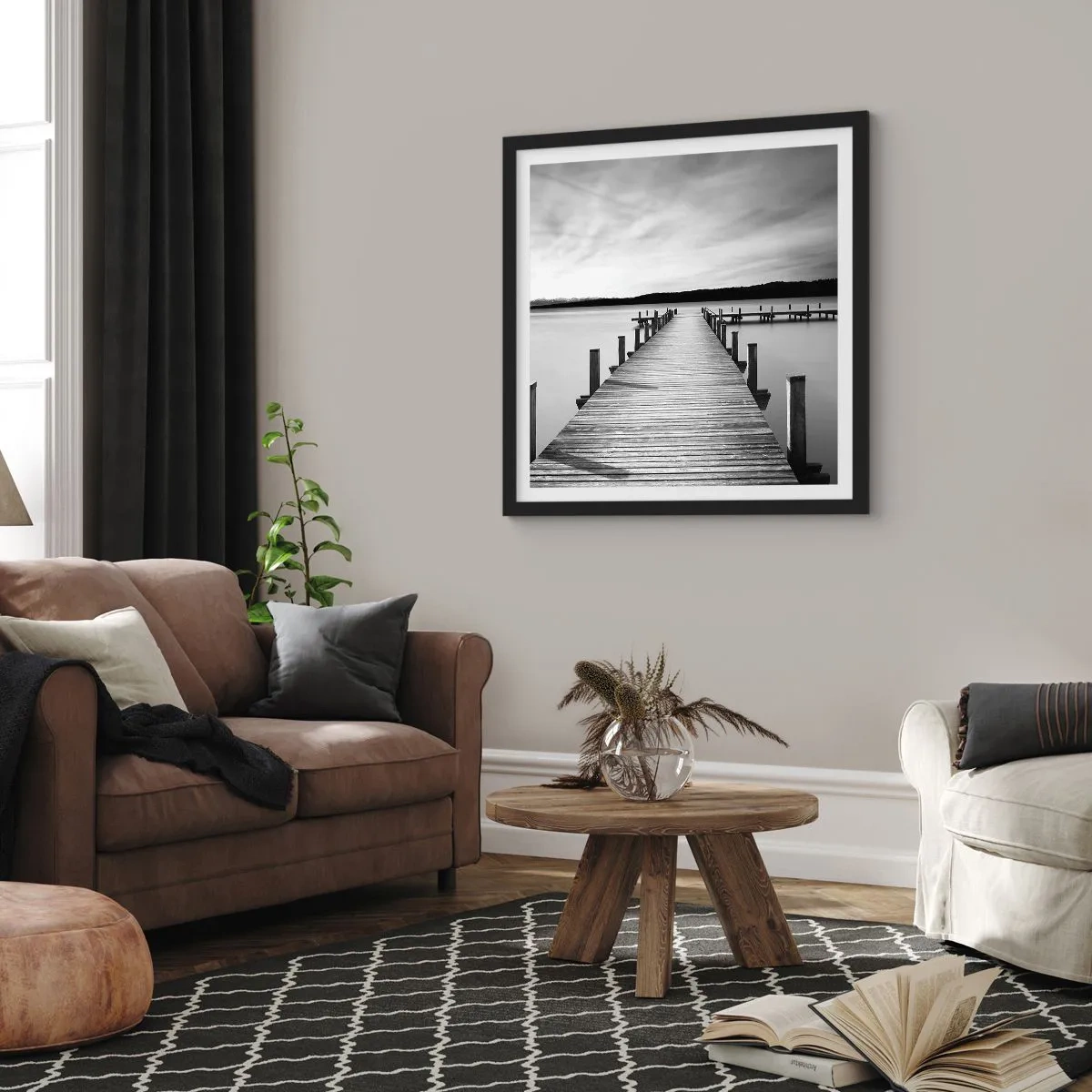 Plakát v černém rámu - U napajedla – klidu - 60x60 cm