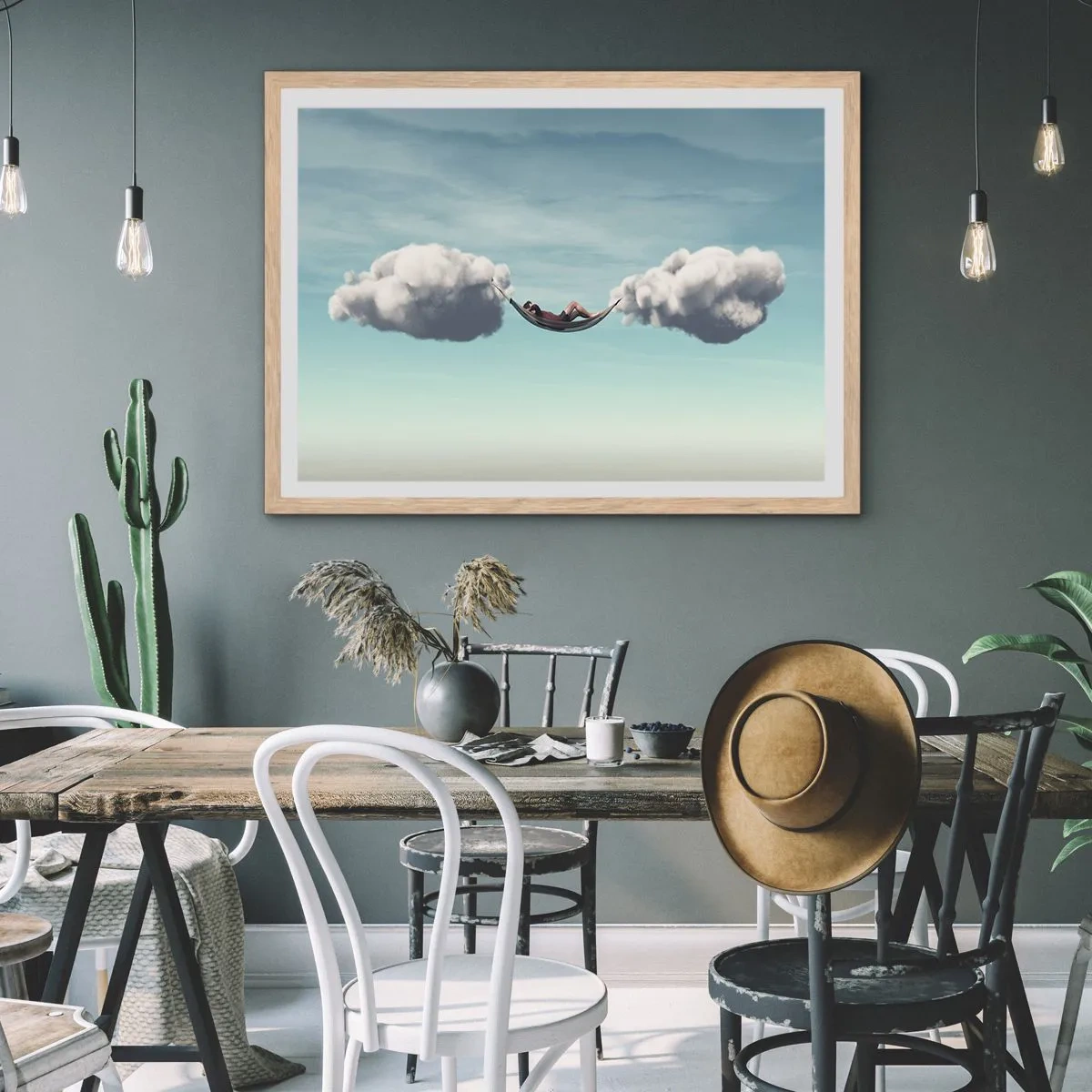 Plakát v rámu světlý dub - Blaženost okamžiku - 70x50 cm