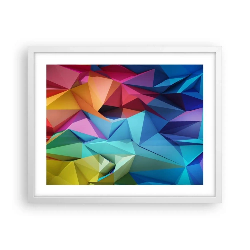 Plakát v bílém rámu - Duhové origami - 50x40 cm