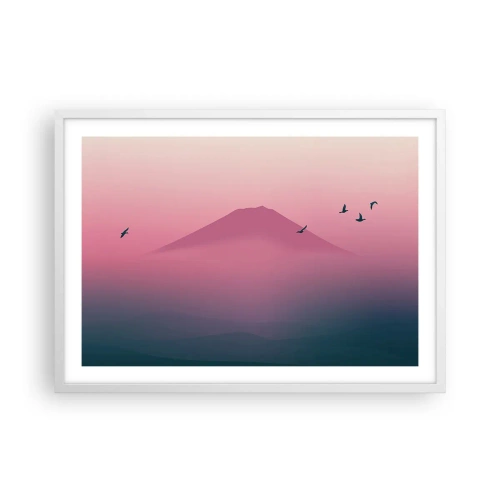 Plakát v bílém rámu - Poutníci nad oblaky - 70x50 cm