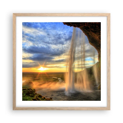 Plakát v rámu světlý dub - Svět za závojem kapek - 50x50 cm