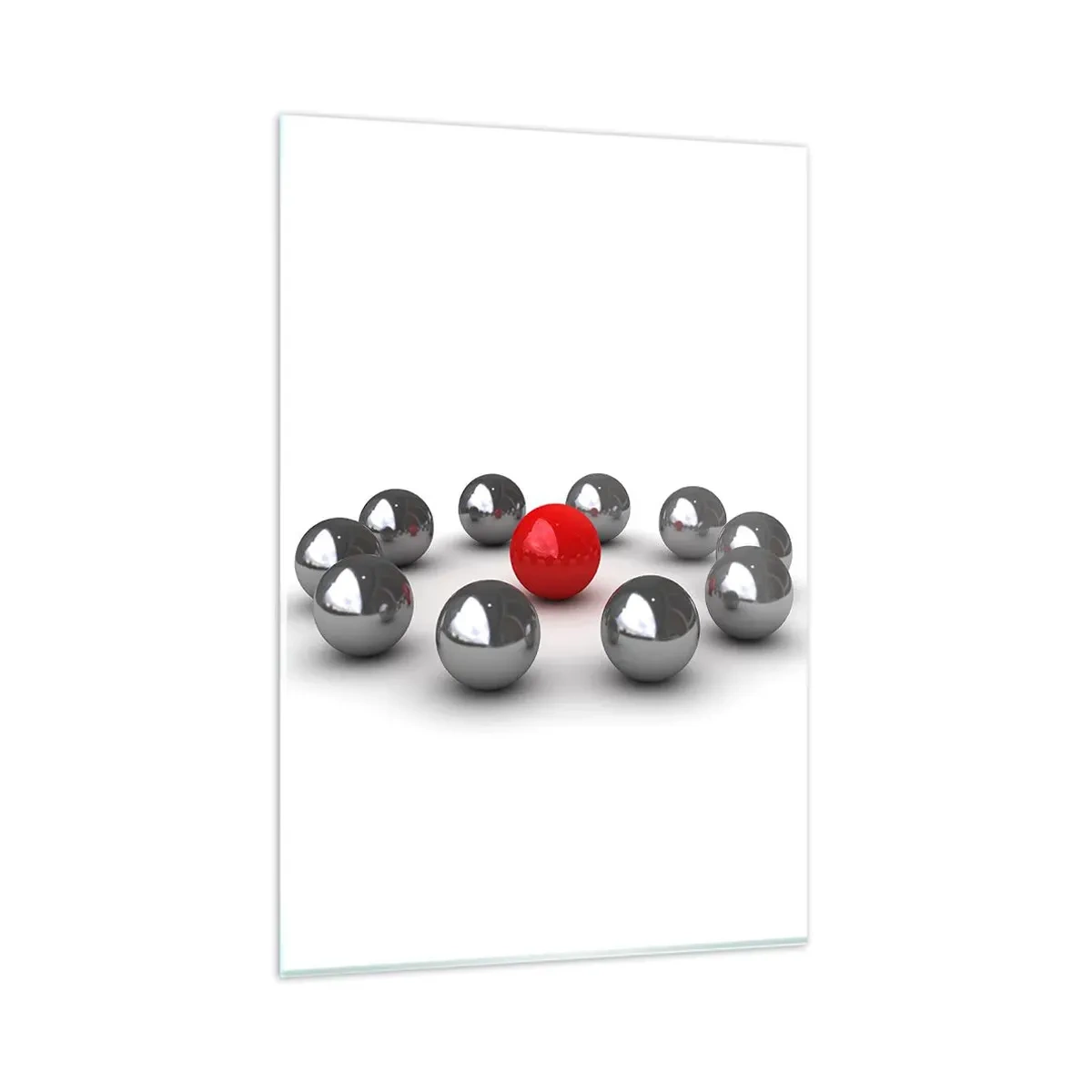 Obraz na skle - Kruh v stříbrné a červené - 80x120 cm