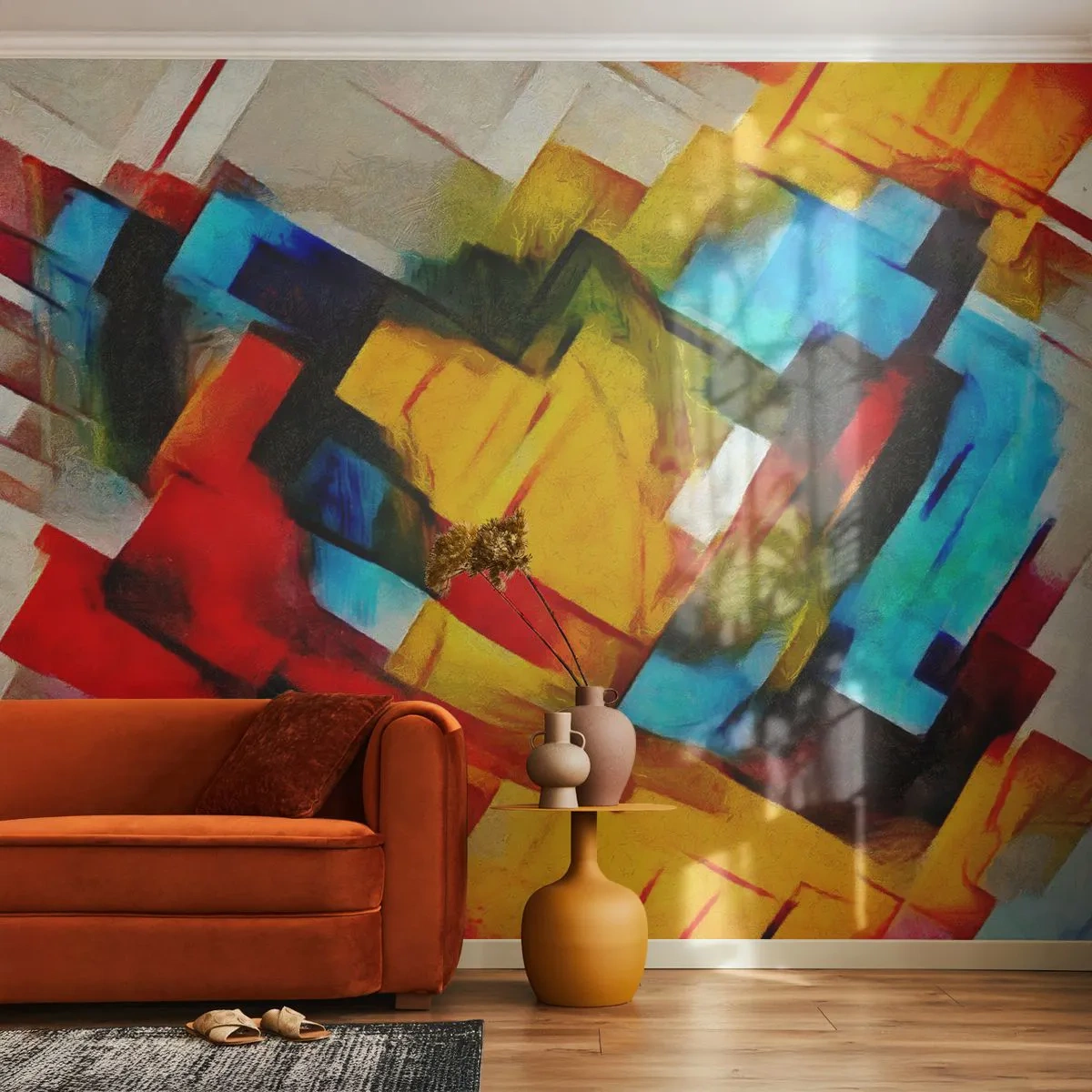 Fototapeta Samolepicí Deluxe Sticker - Vícebarevné vrstvy - Abstrakce, Kubismus, Kus - 250x175 cm