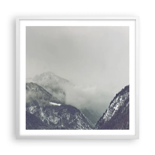 Plakát v bílém rámu - Mlžné údolí - 60x60 cm