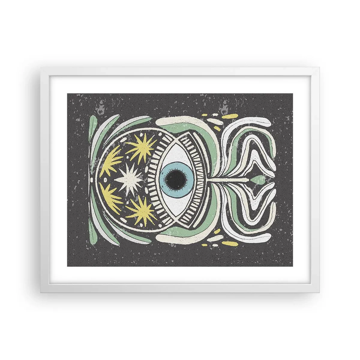 Plakát v bílém rámu - Kmenové rituály - 50x40 cm