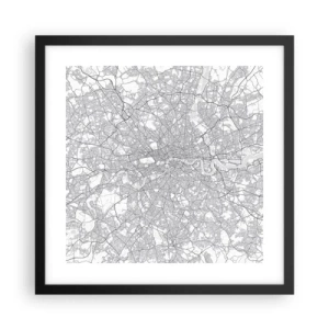Plakát v černém rámu - Mapa londýnského labyrintu - 40x40 cm