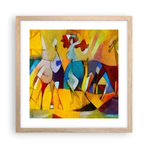 Plakát v rámu světlý dub - Slunce - život - radost - 40x40 cm