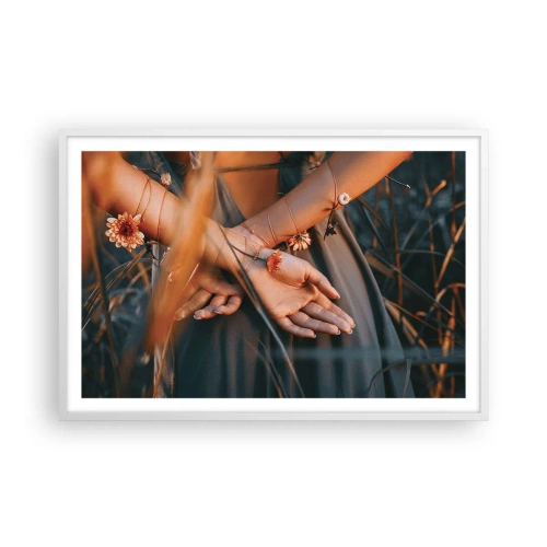 Plakát v bílém rámu - Propojená s přírodou - 91x61 cm
