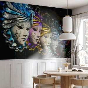 Fototapeta Samolepicí Deluxe Sticker - Tajemství ve zlaté a ve stříbrné - Benátská maska, Benátky, Karneval - 450x315 cm