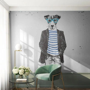 Fototapeta na míru Premium Canvas - Maxipes - Abstrakce, Muž, Pes