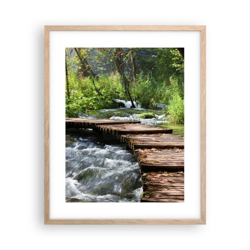 Plakát v rámu světlý dub - U zpěněného vodopádu - 40x50 cm