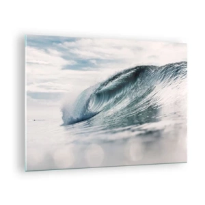 Obraz na skle - Silná oceánská vlna v paprscích slunce - 70x50cm - Vodní špička - Moderní nástěnná dekorace do obývacího pokoje a ložnice ARTTOR