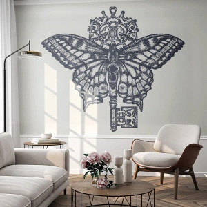 Fototapeta Samolepicí Deluxe Sticker - Všechna tajemství srdce - Abstrakce, Motýl, Klíč - 350x256 cm