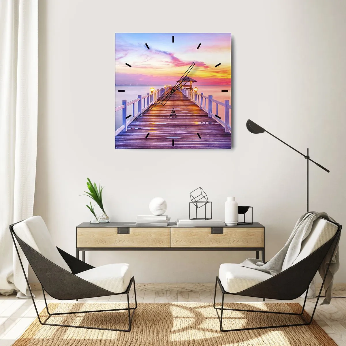Nástěnné hodiny - Liliově-zlaté ticho večera - 30x30 cm