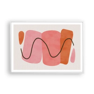 Plakát v bílém rámu - Jemný pohyb forem - 100x70 cm
