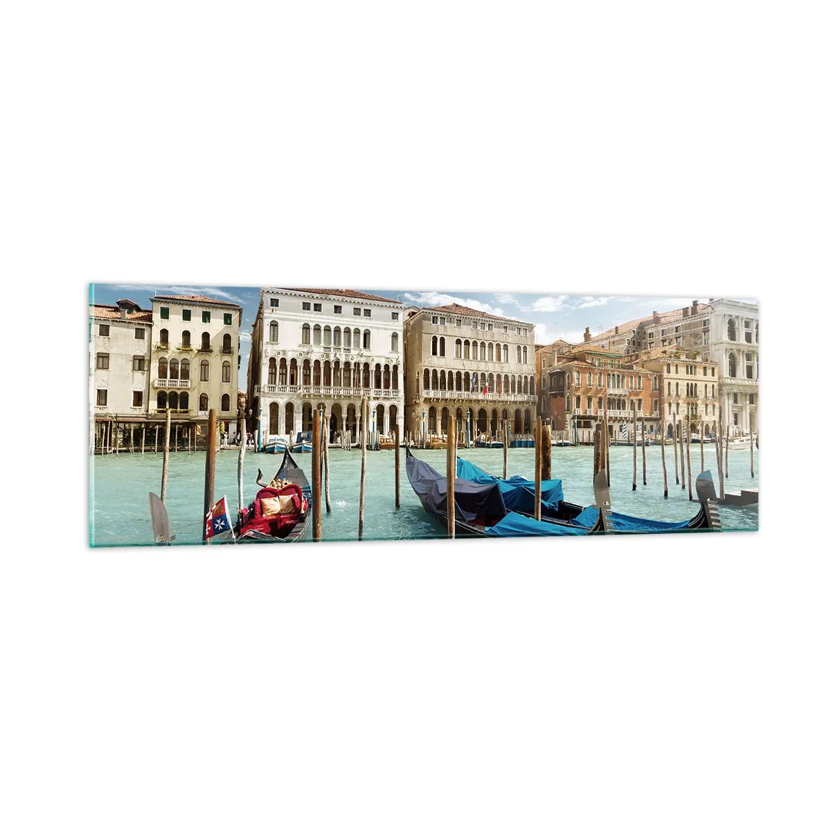 Obraz na skle - Paláce v modři - 90x30 cm