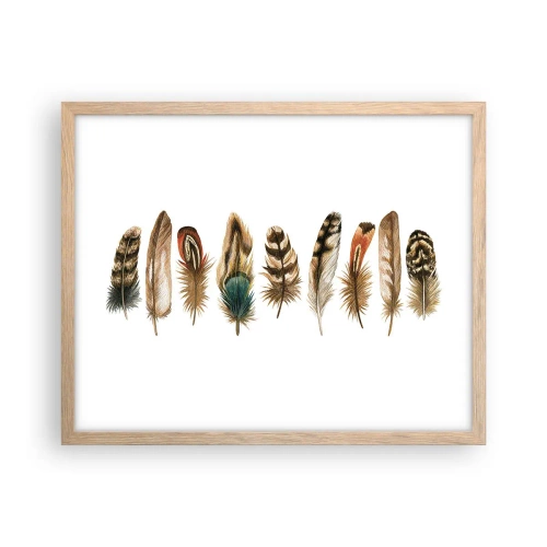 Plakát v rámu světlý dub - Opeřená variace - 50x40 cm