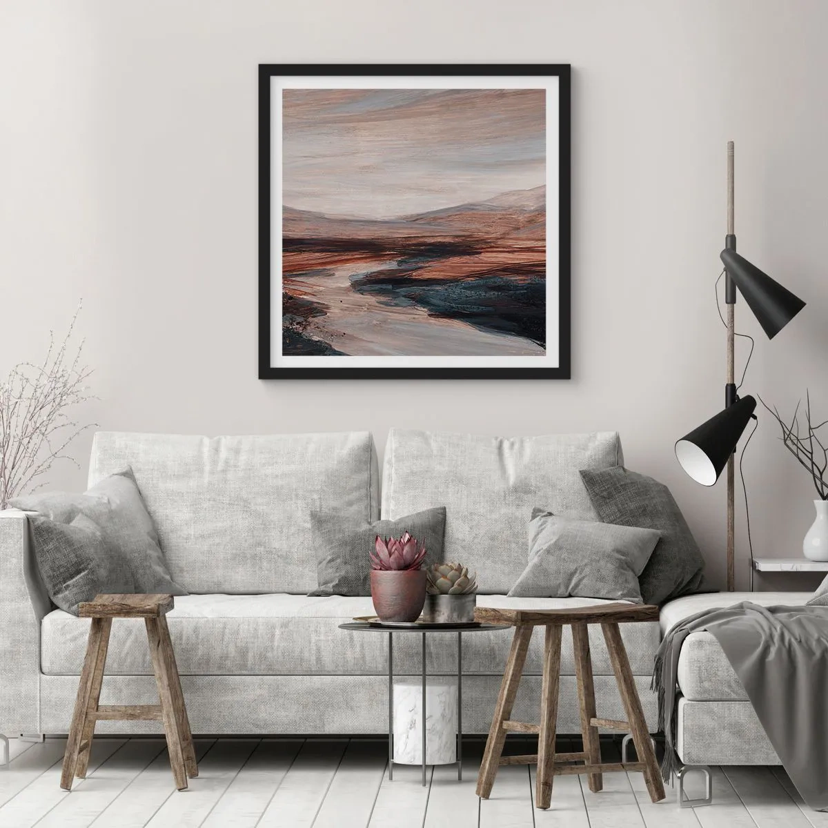 Plakát v černém rámu - Klidné údolí - 30x30 cm