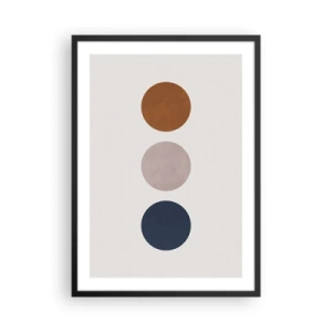 Plakát v černém rámu - Minimalistické kruhy v teplých odstínech na světlém pozadí - 50x70cm - Symbol dokonalosti - Moderní nástěnná dekorace do obývacího pokoje a ložnice ARTTOR