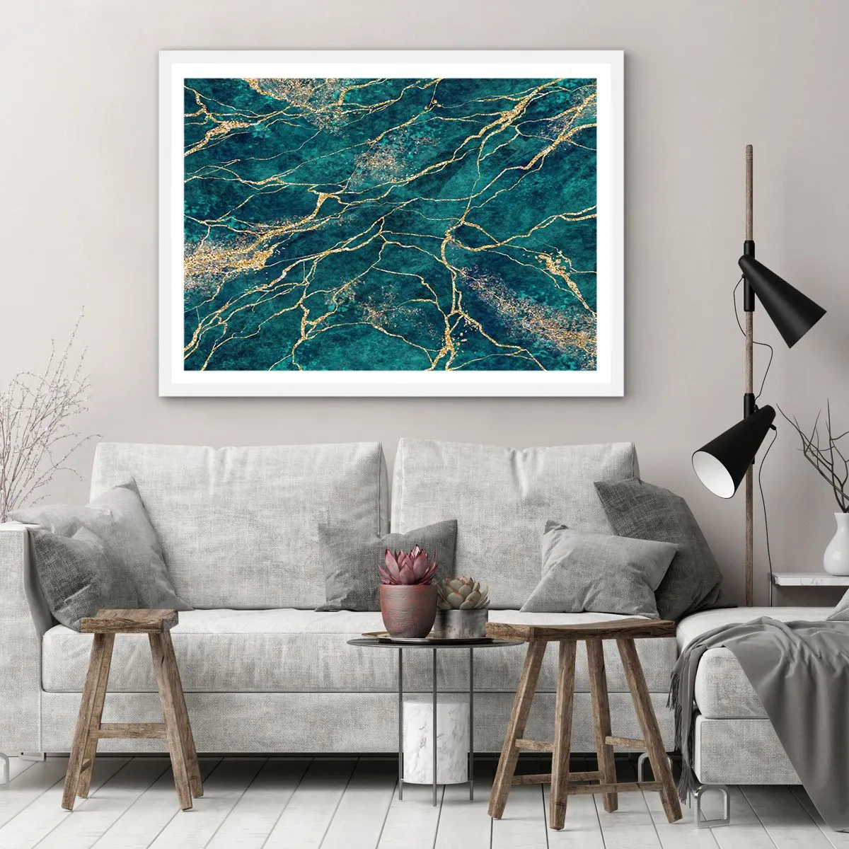Plakát v bílém rámu - Zlatá žíla - 100x70 cm