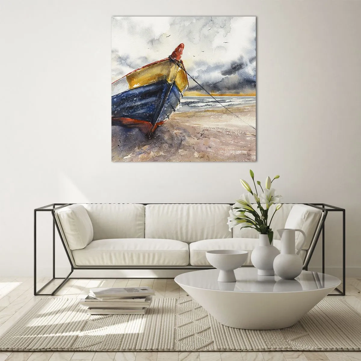 Obraz na skle - Odpočinek na břehu - 60x60 cm