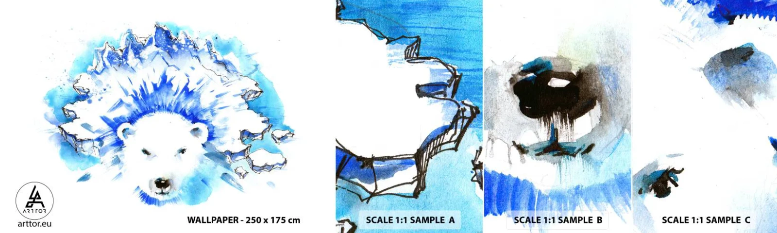Fototapeta Vzorek Standard Eco - Král Arktidy s ledovou korunou - Abstrakce, Lední medvěd, Antarktida - 100x30 cm