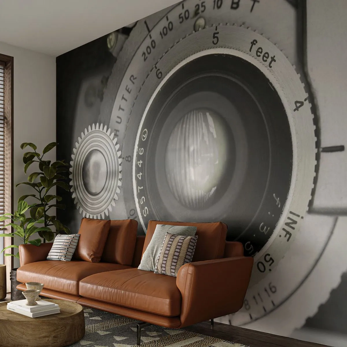 Fototapeta Premium Canvas - Příběh o Hollywoodu - Fotoaparát, Černý a bílý, Vinobraní - 100x70 cm