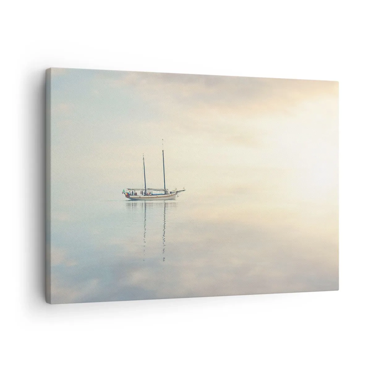 Obraz na plátně - Loď na klidném moři v měkkém světle - 70x50cm - V moři ticha - Moderní nástěnná dekorace do obývacího pokoje a ložnice ARTTOR